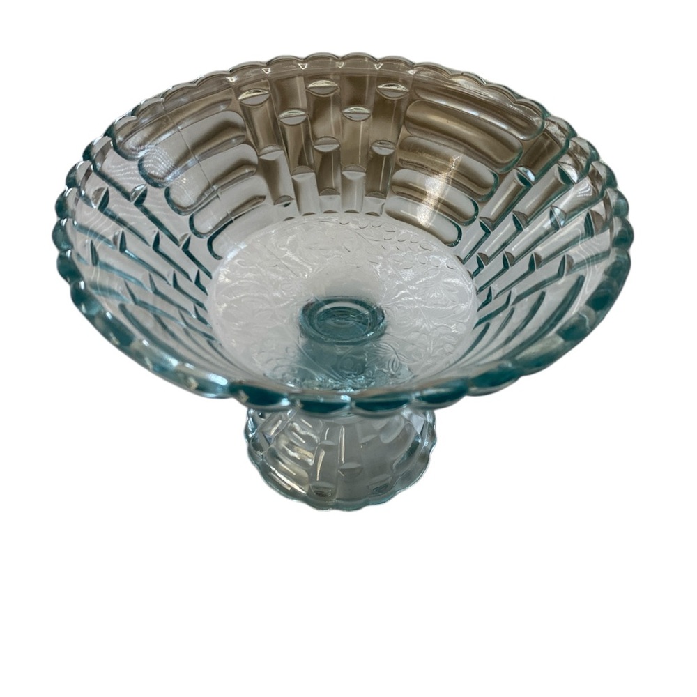 Vintage Jeanette Glass Ice blue compote